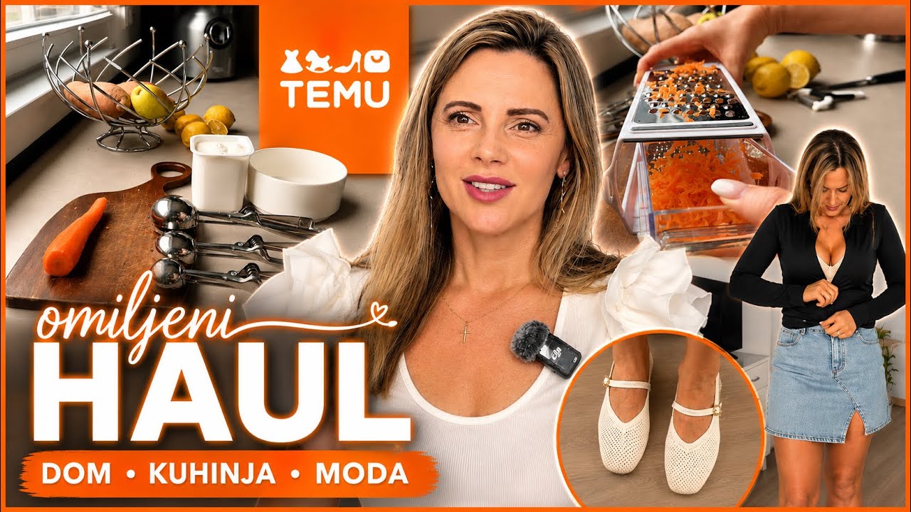YouTube post by @danieladorausch for Click Discount. Caption reads: TEMU OMILJENI HAUL ⭐ Ovo stvarno vrijedi kupiti!.