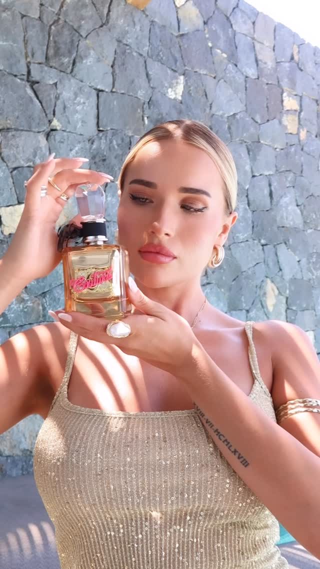 Instagram post by @vallybest for Juicy Couture. Caption reads: [...] couture in just one spritz ✨ With my....