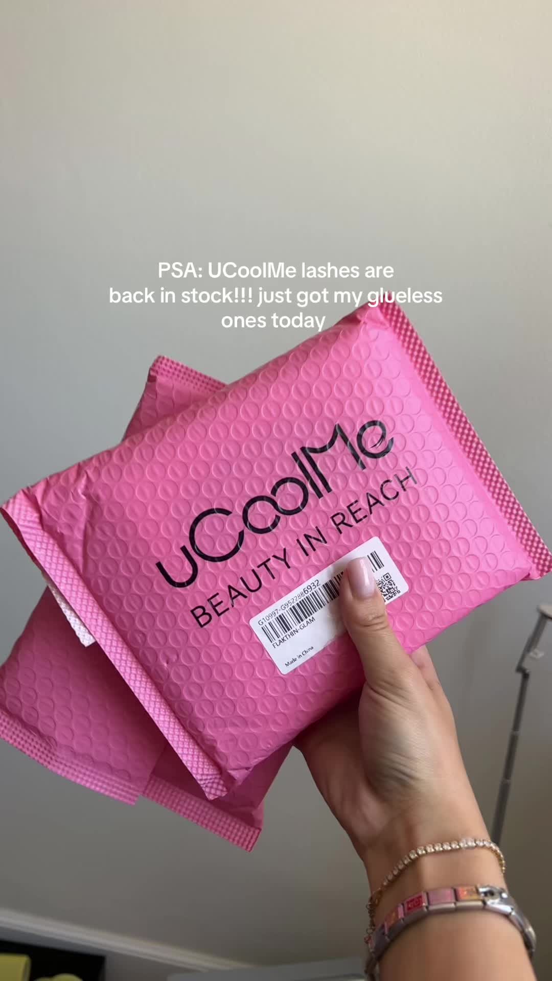 TikTok post by @jans.faves for Ucoolmelashes. Caption reads: [...] 🙏🙏 can’t wait to stock up hehe....