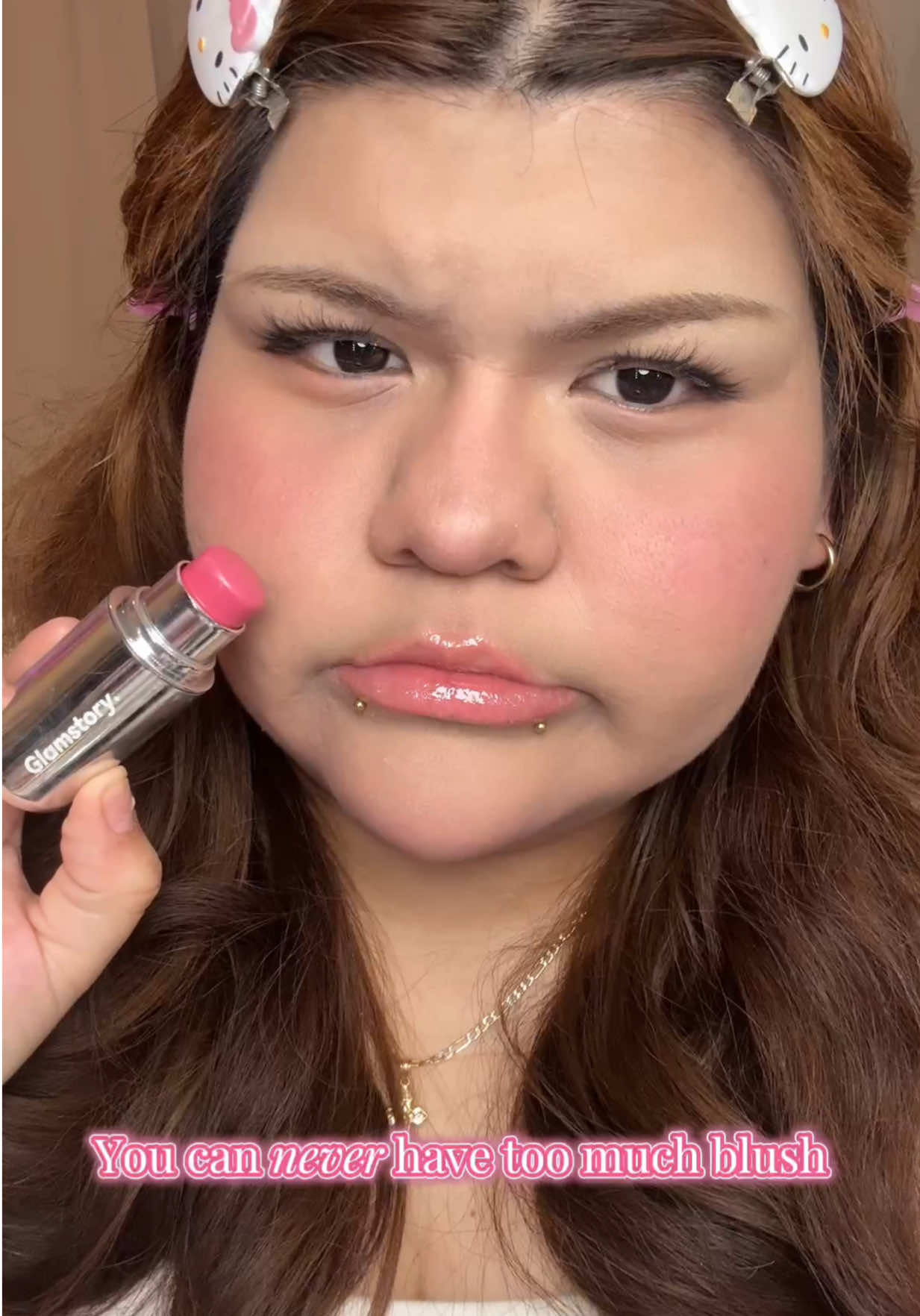 TikTok post by @xxnrthy for Glam Story. Caption reads: Never! Everrr!! @Glamstory US ——- #blush....