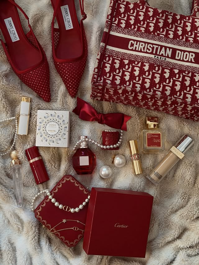 Instagram post by @alannapanday for Jimmy Choo. Caption reads: Red grid loading ♥️.