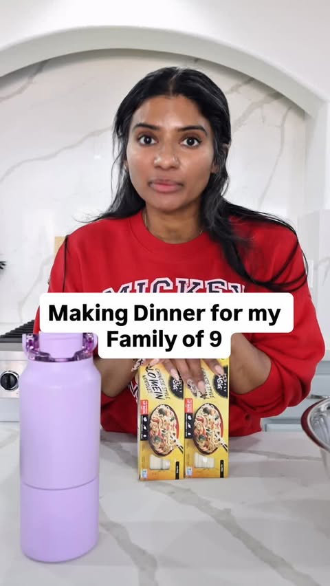 Instagram post by an influencer for BrüMate. Caption reads: First time ever making lo mein and I made it for 9....