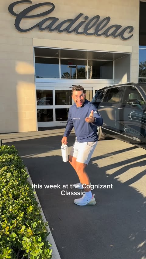 Instagram post by @swingsimplegolf for Cadillac. Caption reads: [...] at the Cognizant Classic as a guest of....