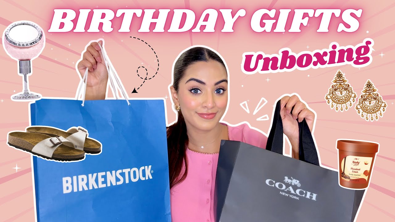YouTube post by @ShivaniTaneja for Wishlink. Caption reads: What I Got For My 28th BIRTHDAY !! 🎁🥳 Opening My....