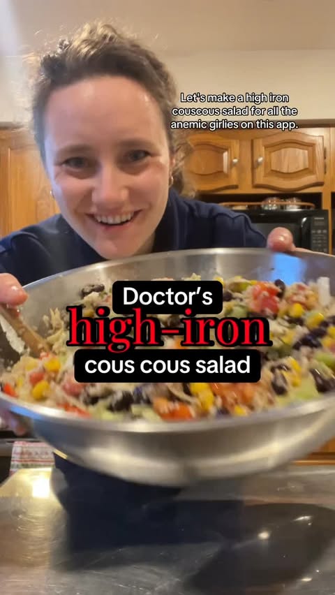 Instagram post by @cookwithdrbrooke for LuckyIronLife. Caption reads: [...] symptoms. Iron cookware, like the....