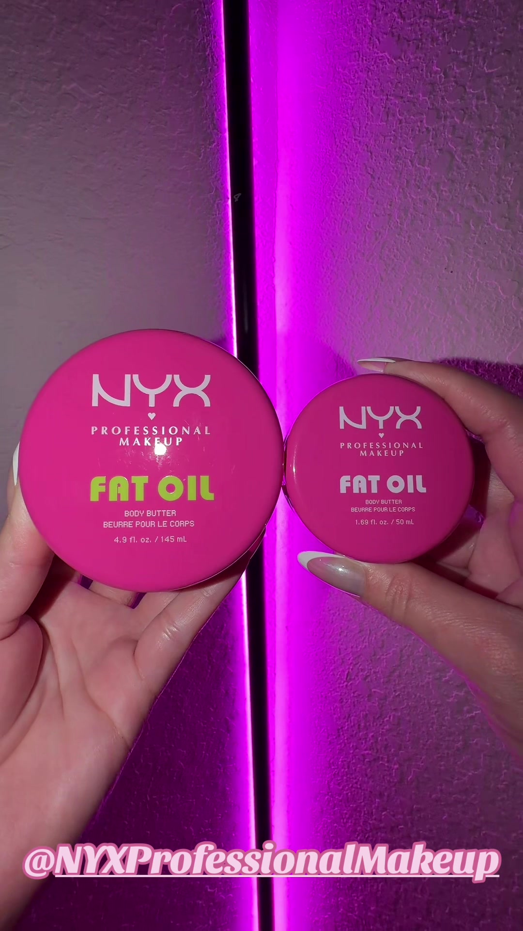 TikTok post by @esmelda05vargas for NYX Professional Makeup HR. Caption reads: @NYX Professional Makeup 💖 [NEW] Suga Baddie Fat....