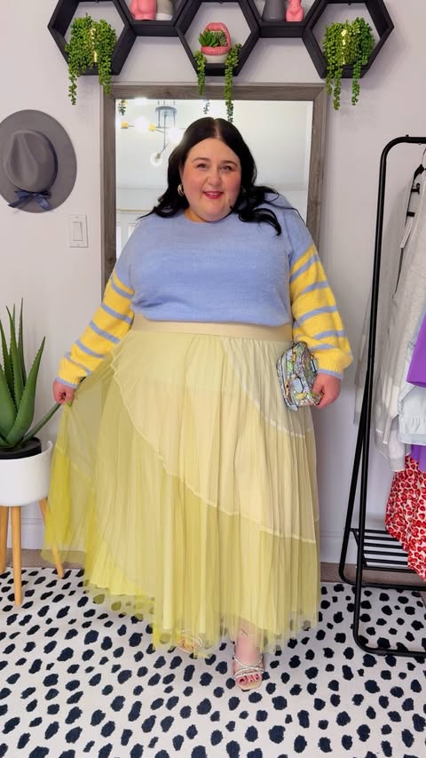 Instagram post by @curvy_chronicles for Ulla Popken. Caption reads: [...] of this fun yellow tulle skirt from....