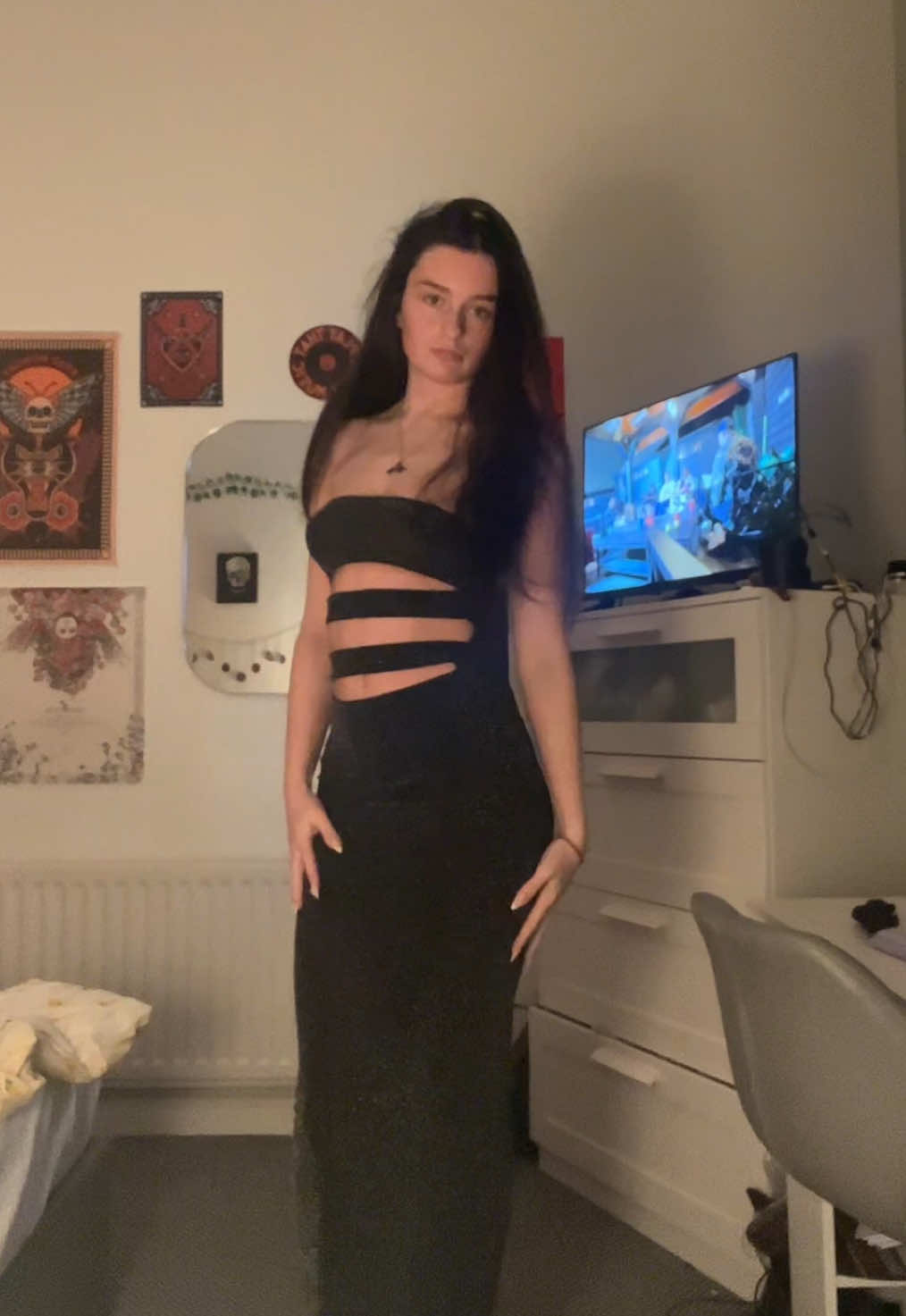 TikTok post by @katiegalvi for Rebellious Fashion. Caption reads: Moment for the dress please @Rebellious Fashion....