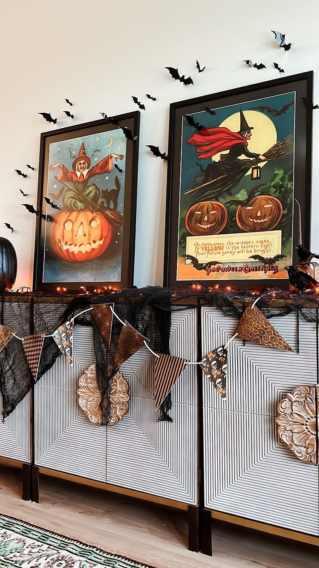 Instagram post by @sunrisevalleyfarm.co for Zazzle. Caption reads: I loved this Halloween set up from our entryway....