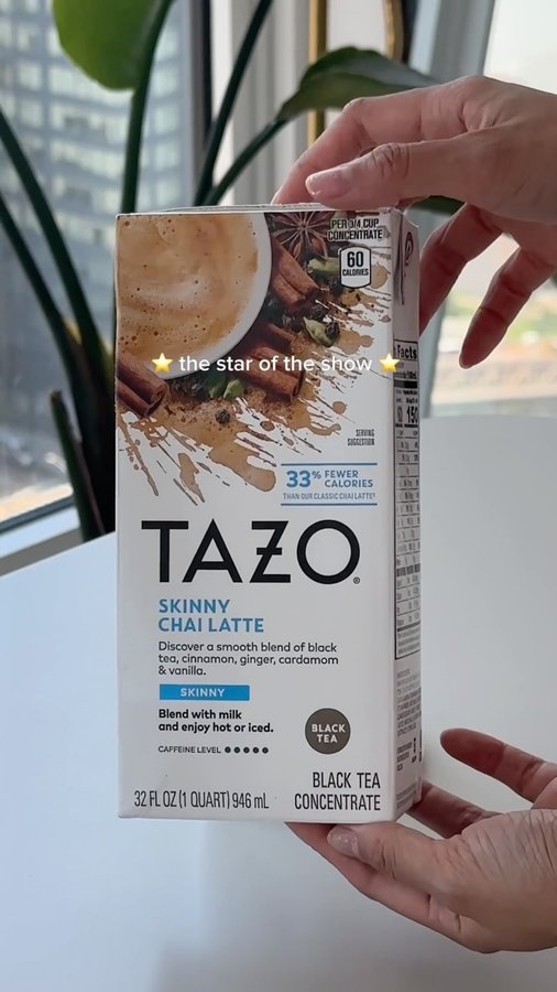 Instagram post by @its.shiny for Tazo. Caption reads: An easy chai latte before my morning run ☕️ @tazo....