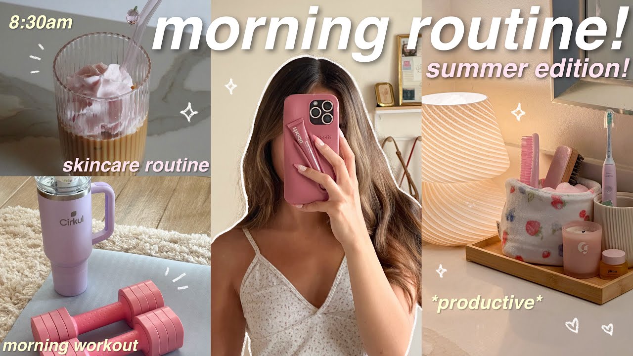 YouTube post by @KennaMarie for Cirkul. Caption reads: 8:30AM SUMMER MORNING ROUTINE ☀️ *productive*....