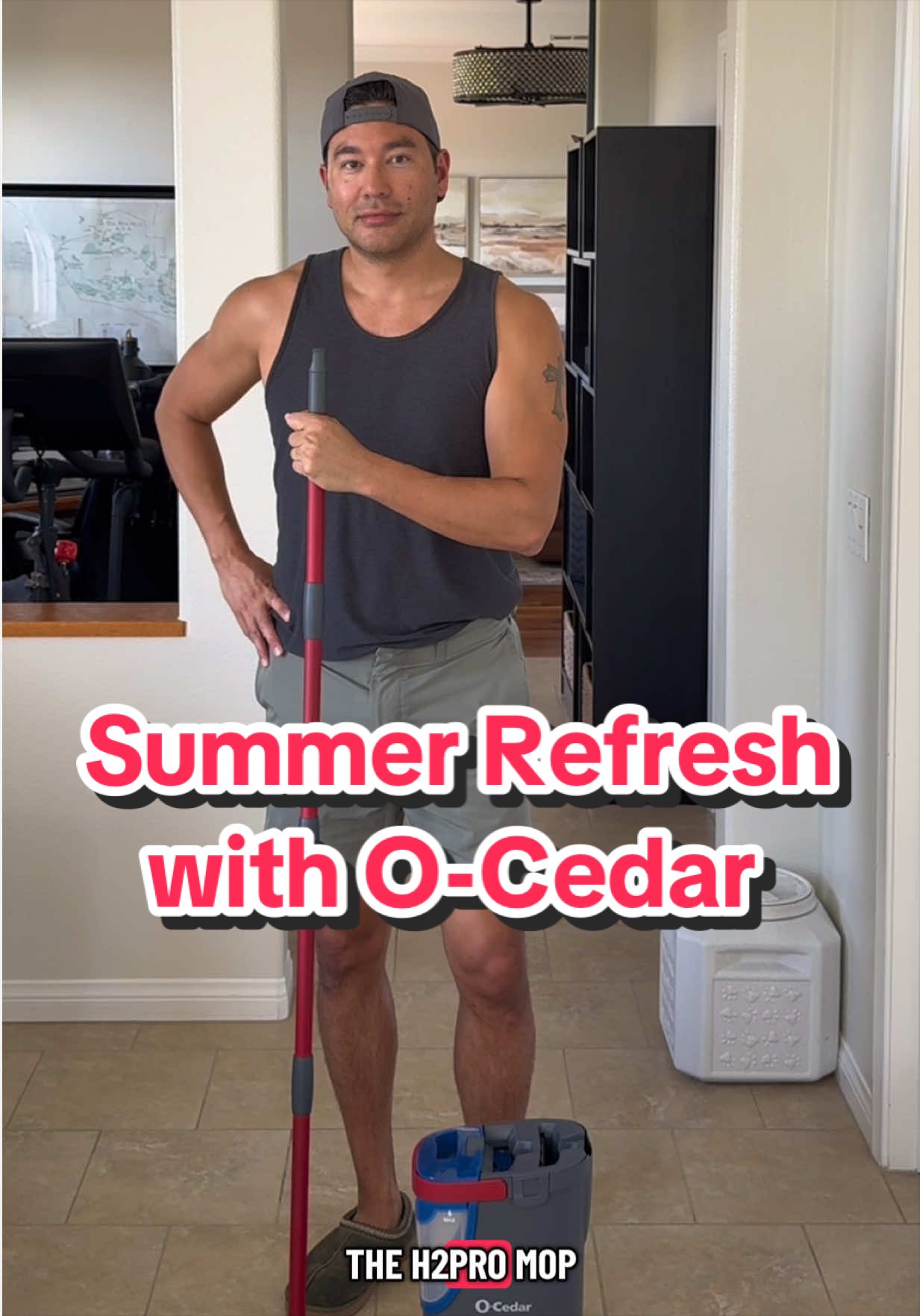 TikTok post by @athomewithbryan for O-Cedar. Caption reads: #ocedarpartner Summer refresh made easy with my....