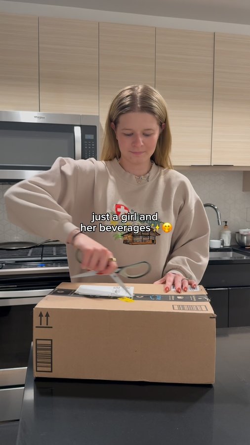 Instagram post by @katlinsannan for Halfday Iced Tea. Caption reads: @drinkhalfday @amazon love a good unboxing! Can’t....
