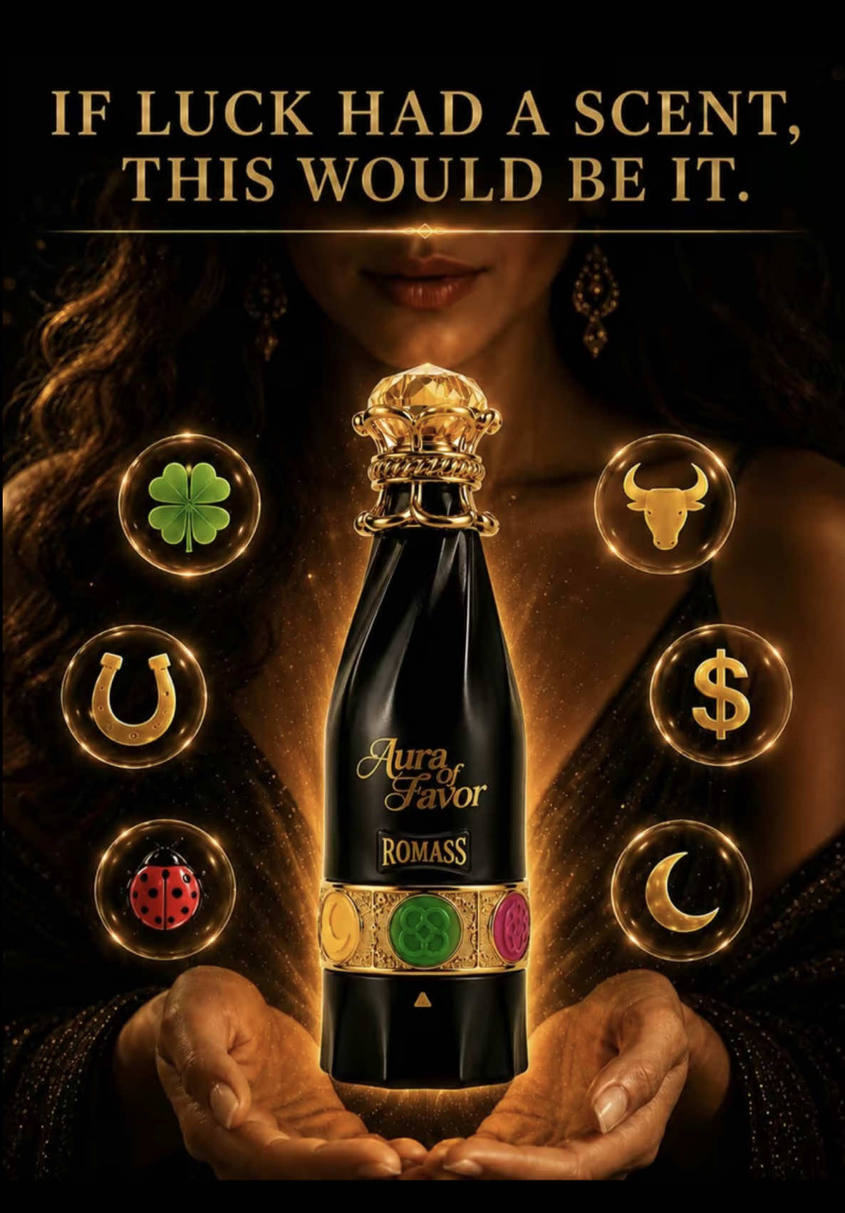 TikTok post by @fragranceswan for Romass. Caption reads: Romass Aura of Favor Oudeclat: The Best [...].