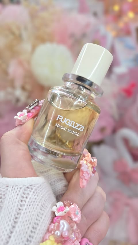 Instagram post by @glamfragranceaddict for FUGAZZI Fragrances. Caption reads: [...] fragrances, this mango moment from....