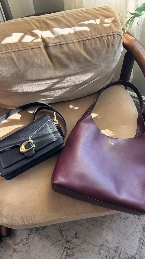 Instagram post by @daniellee_esther for Coach. Caption reads: 3 holiday outfits with the iconic @coach Brooklyn....