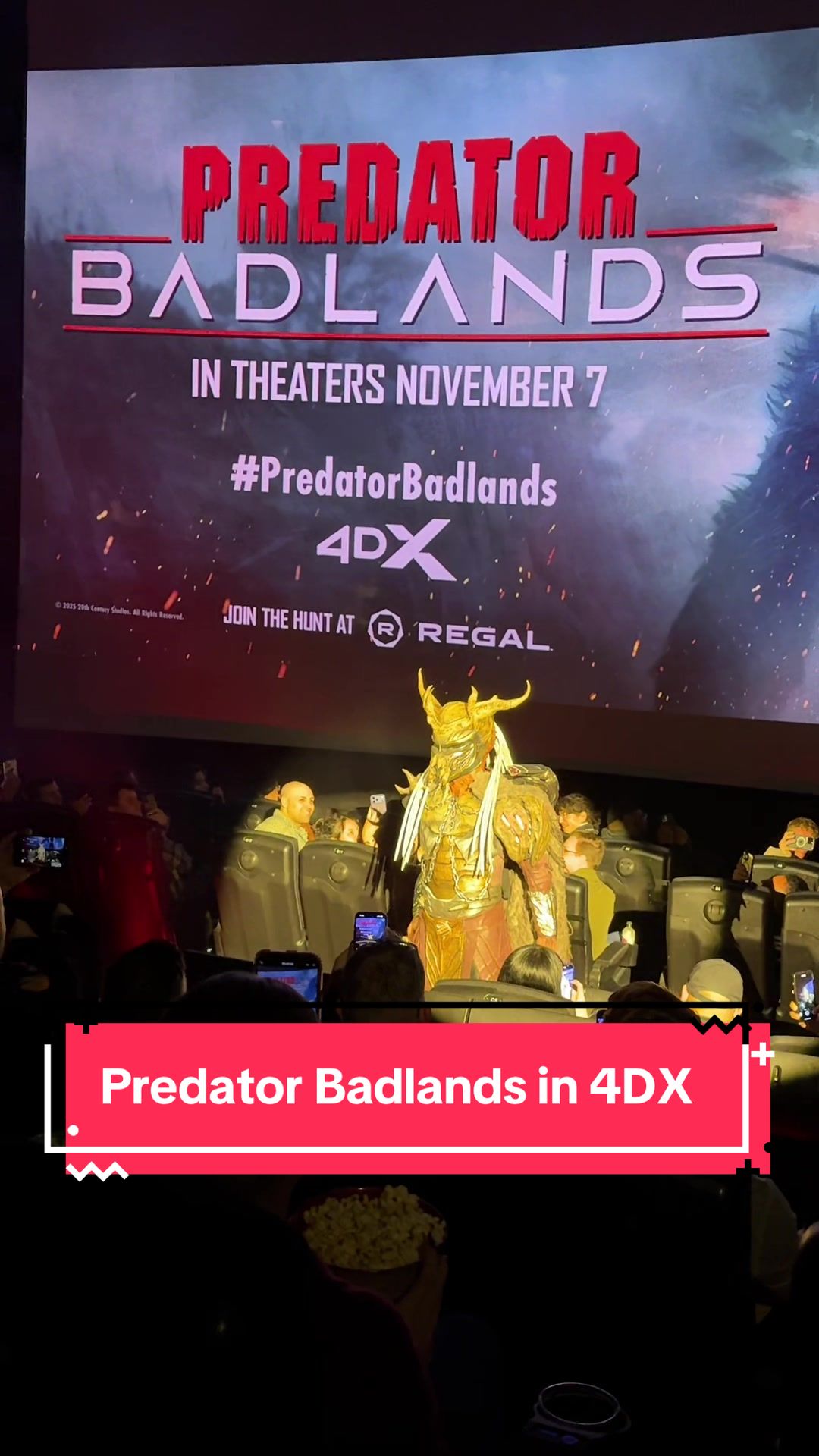 TikTok post by @realmousevibes for 20th Century Studios. Caption reads: What an EXPERIENCE! #PredatorBadlands was insane!....