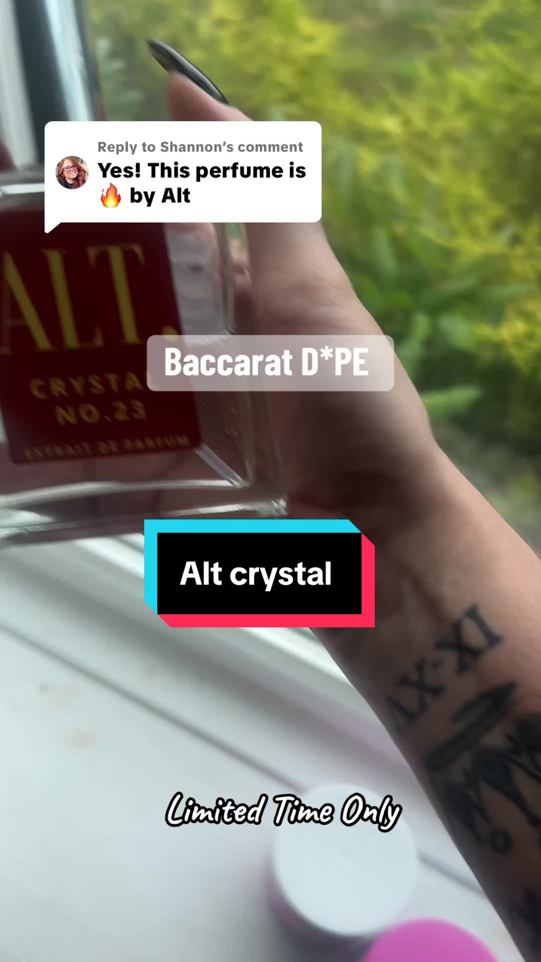 TikTok post by @tashaattshopbestie for ALT. Fragrances. Caption reads: Replying to @Shannon @ALT. Fragrances ....