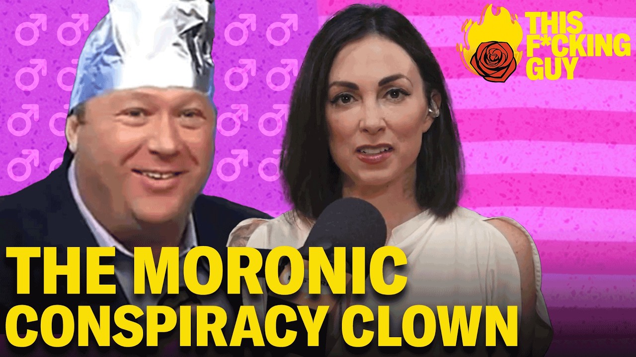 YouTube post by @hysteriapodcast for Squarespace. Caption reads: Alex Jones: Everything You Didn't Know About His....