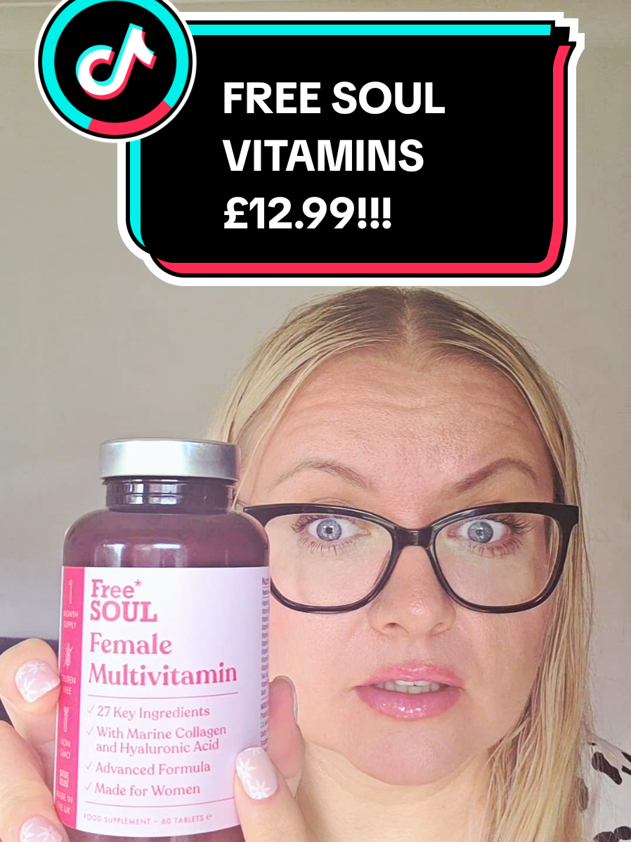 TikTok post by @missblondechattabox for Free Soul. Caption reads: Love these multivitamins from @Free Soul . Get....