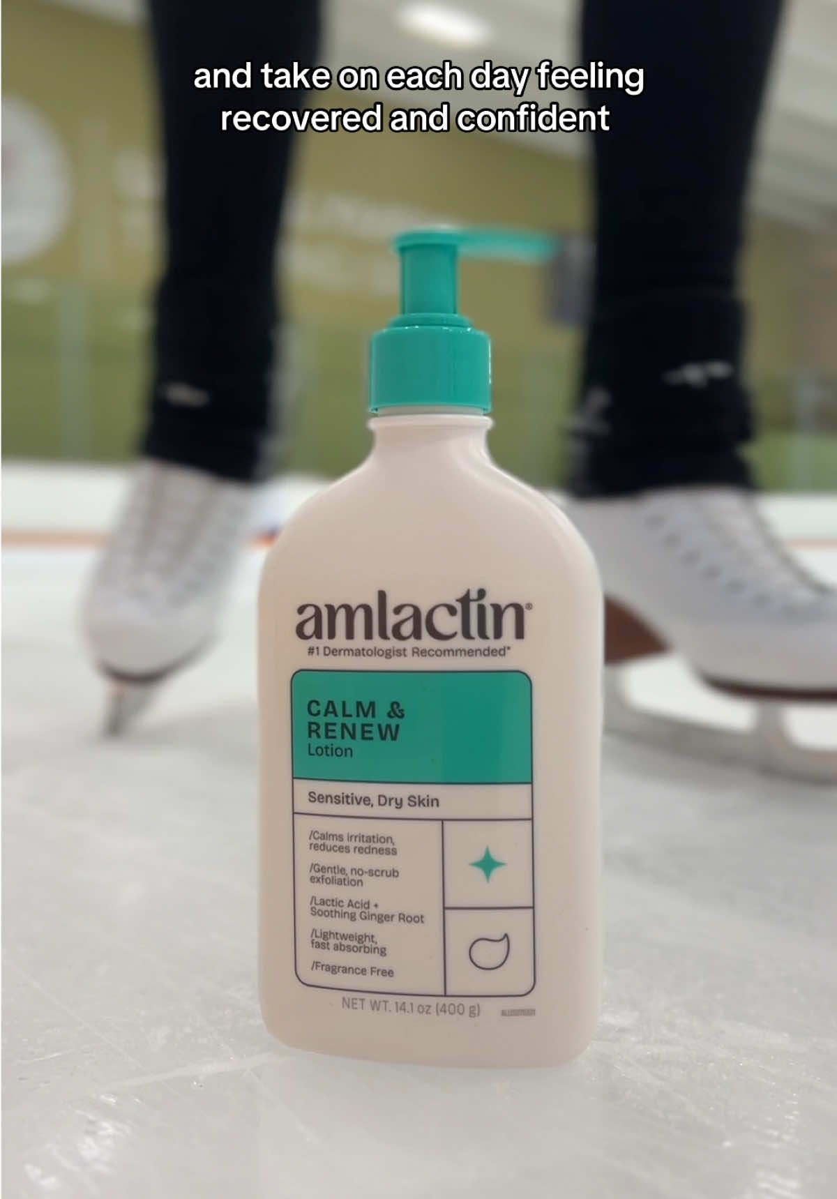 TikTok post by @amberglenniceskater for AmLactin. Caption reads: [...] and do self care! What's yours? @Amlactin....