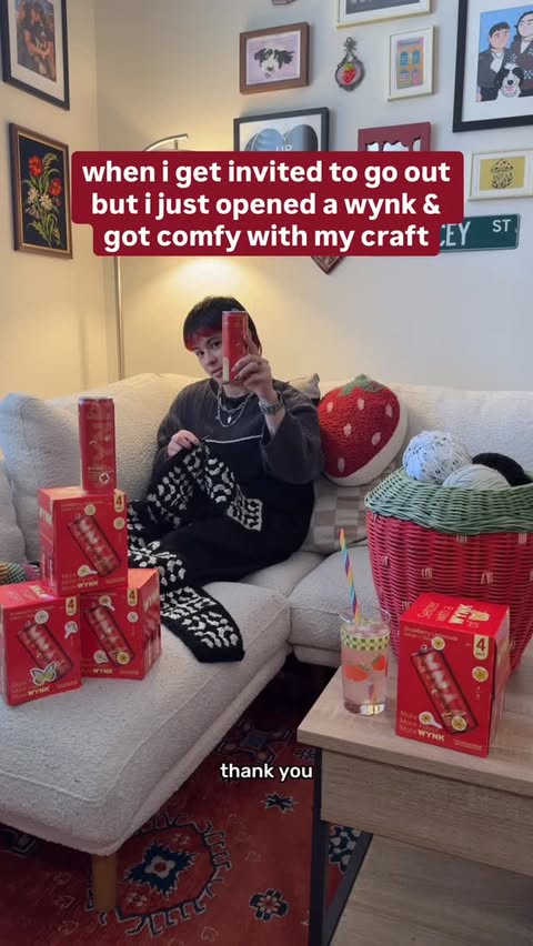 Instagram post by @karysantayana for Wynk. Caption reads: garden bevvy & crafts, anyone?? 👀🧶🥂
•
wynk....