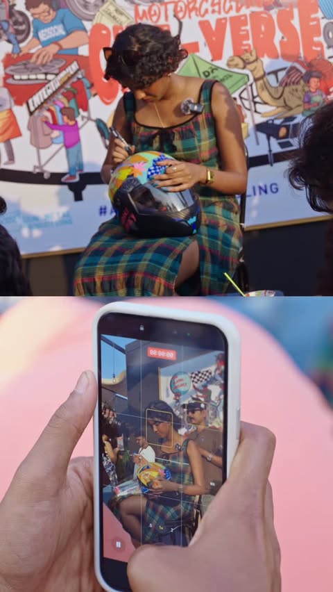 Instagram post by @alisha.angre for Royal Enfield. Caption reads: [...] of Motorcycling Arena with Camel and Royal....