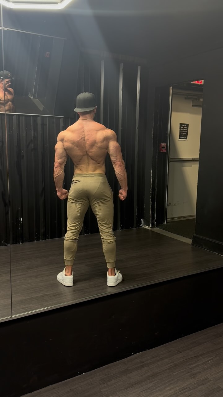 Instagram post by @bcato__ifbbpro for Evogen Nutrition. Caption reads: Post re feed 2 weeks out. Sponsored by Five guys....