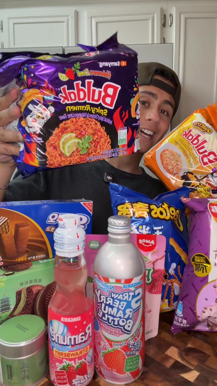 TikTok post by @peterelenes for Yami. Caption reads: [...] up all your trending Asian snacks from....