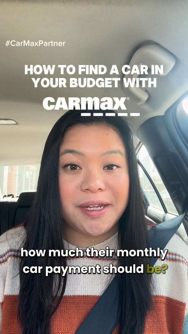 Instagram post by @meghanmakesmoney for CarMax. Caption reads: [...] market for a car? I got a tool for you.....