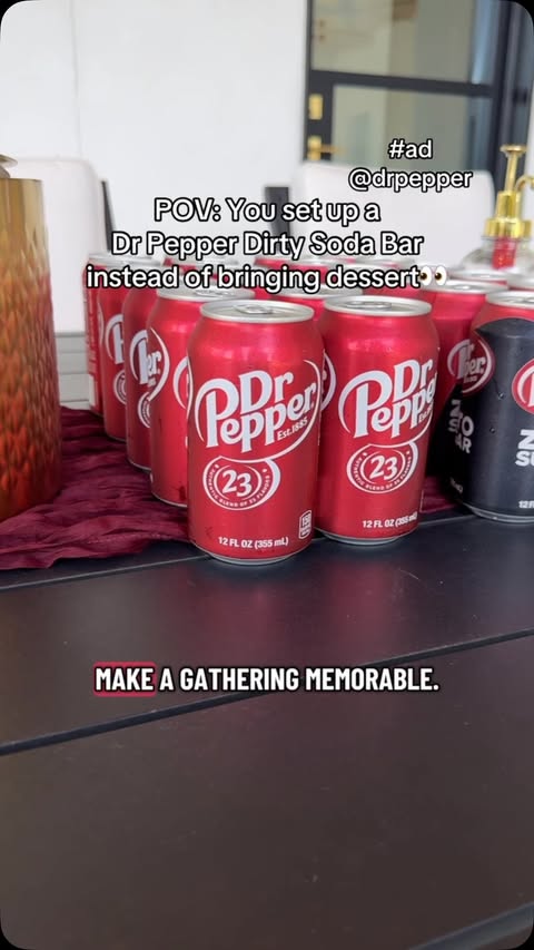 Instagram post by @sweetmamamadeline for Dr Pepper. Caption reads: [...] that make a gathering memorable. My....
