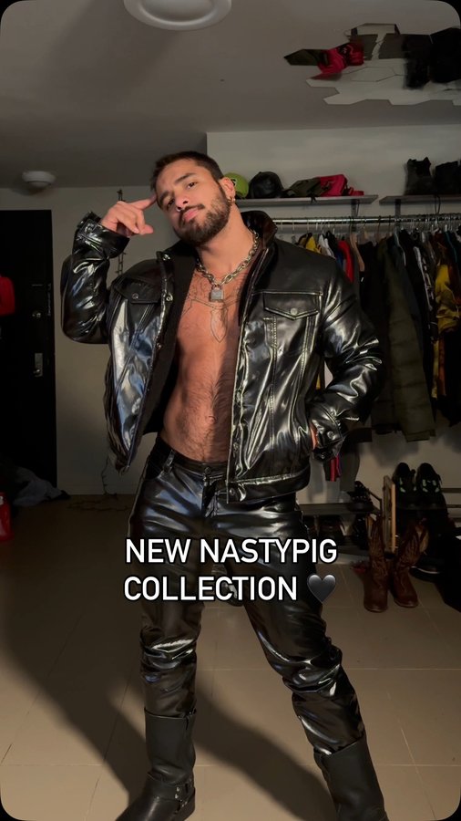 Instagram post by @dombeeef for Nasty Pig. Caption reads: Dressing up with Nasty Pig! ✨ 30% off sale....