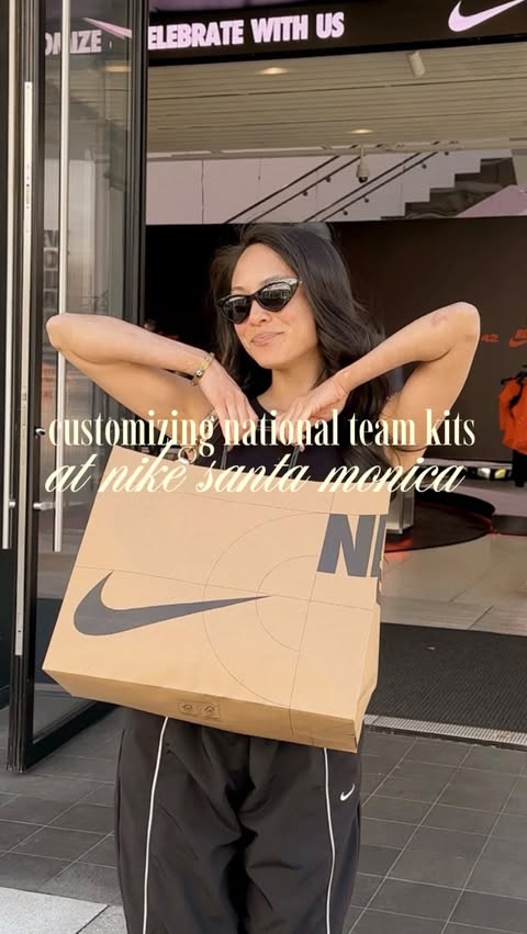 Instagram post by @megreyes_ for Nike. Caption reads: [...] & style national team jerseys at Nike Santa....