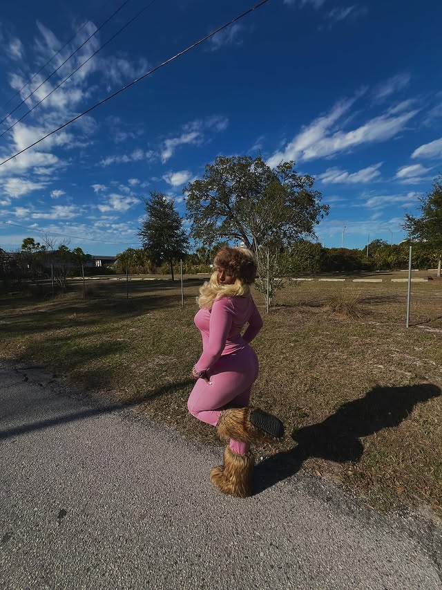 Instagram post by @jamiebullockk for YITTY. Caption reads: can you tell I’m obsessed w my pink @yitty set?....