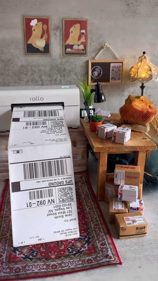 Instagram post by @whosagoodlizard for Rollo. Caption reads: Betty loves using @rollo to ship out all her....