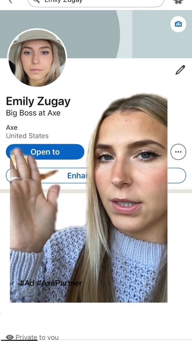 Instagram post by @emilyzugay for AXE. Caption reads: Big Boss at your service @axe #AxePartner #ad....