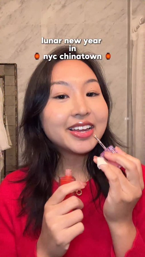 Instagram post by @eldestdaughterclub for KraveBeauty. Caption reads: happy lunar new year from nyc chinatown 🧧❤️....