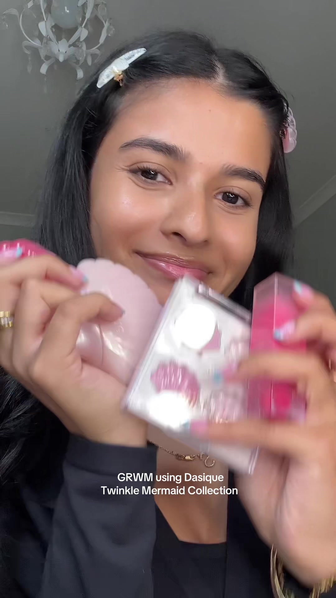 TikTok post by @glowbyystella for Dasique. Caption reads: get ready with me using @dasique US New Twinkle....