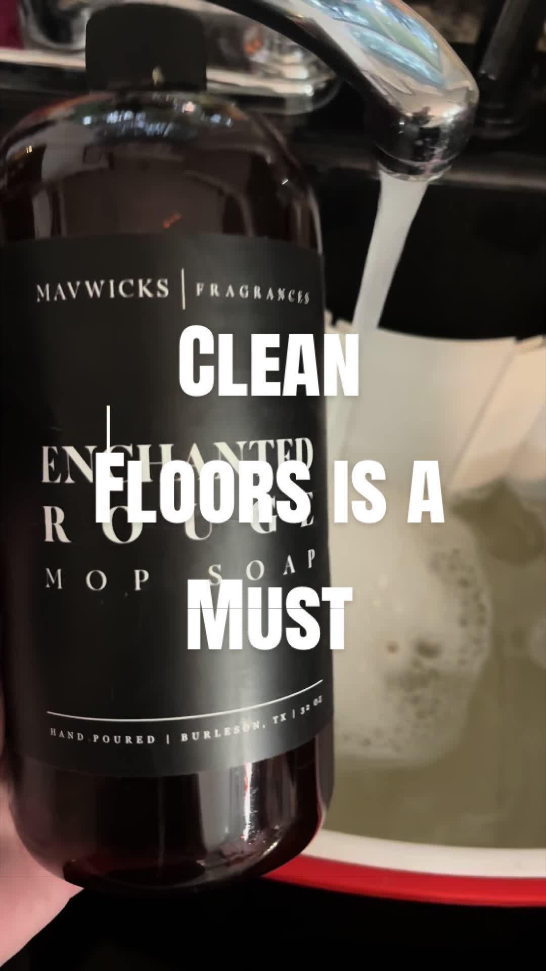TikTok post by @april_duggan for Mavwicks Fragrances. Caption reads: [...] #mopping #cleanfloors #cleaning @Mavwicks....