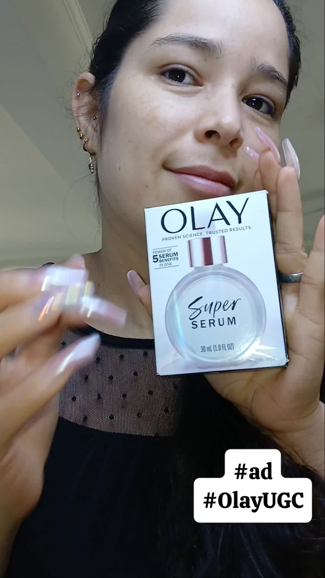 TikTok post by @paola.risbel for Chimeable. Caption reads: [...] super serun @Olay Skin Care @chimeable....