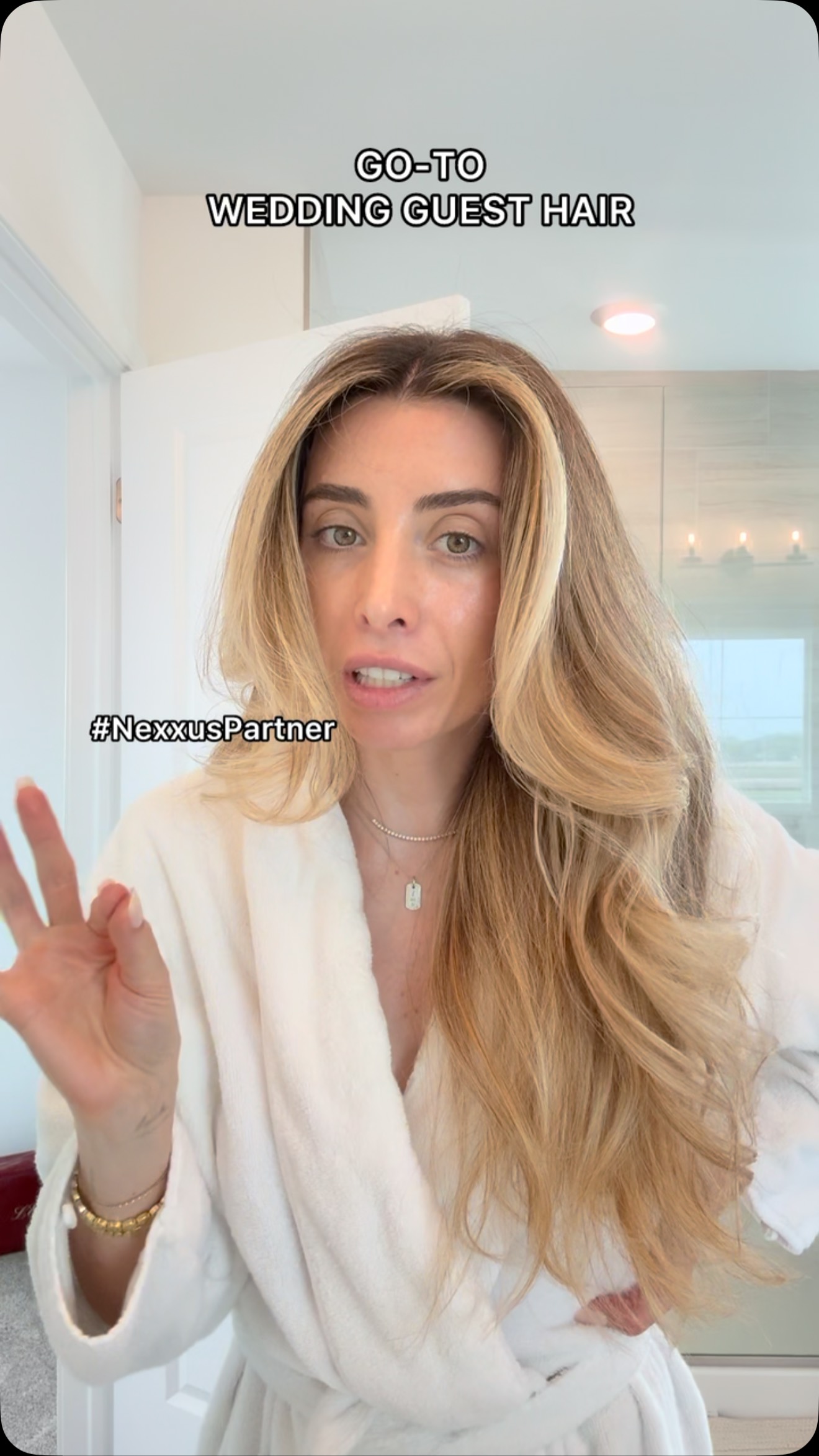 Instagram post by @laurenelizabeth for Nexxus Haircare. Caption reads: #NexxusPartner Get my go-to wedding season blowout....