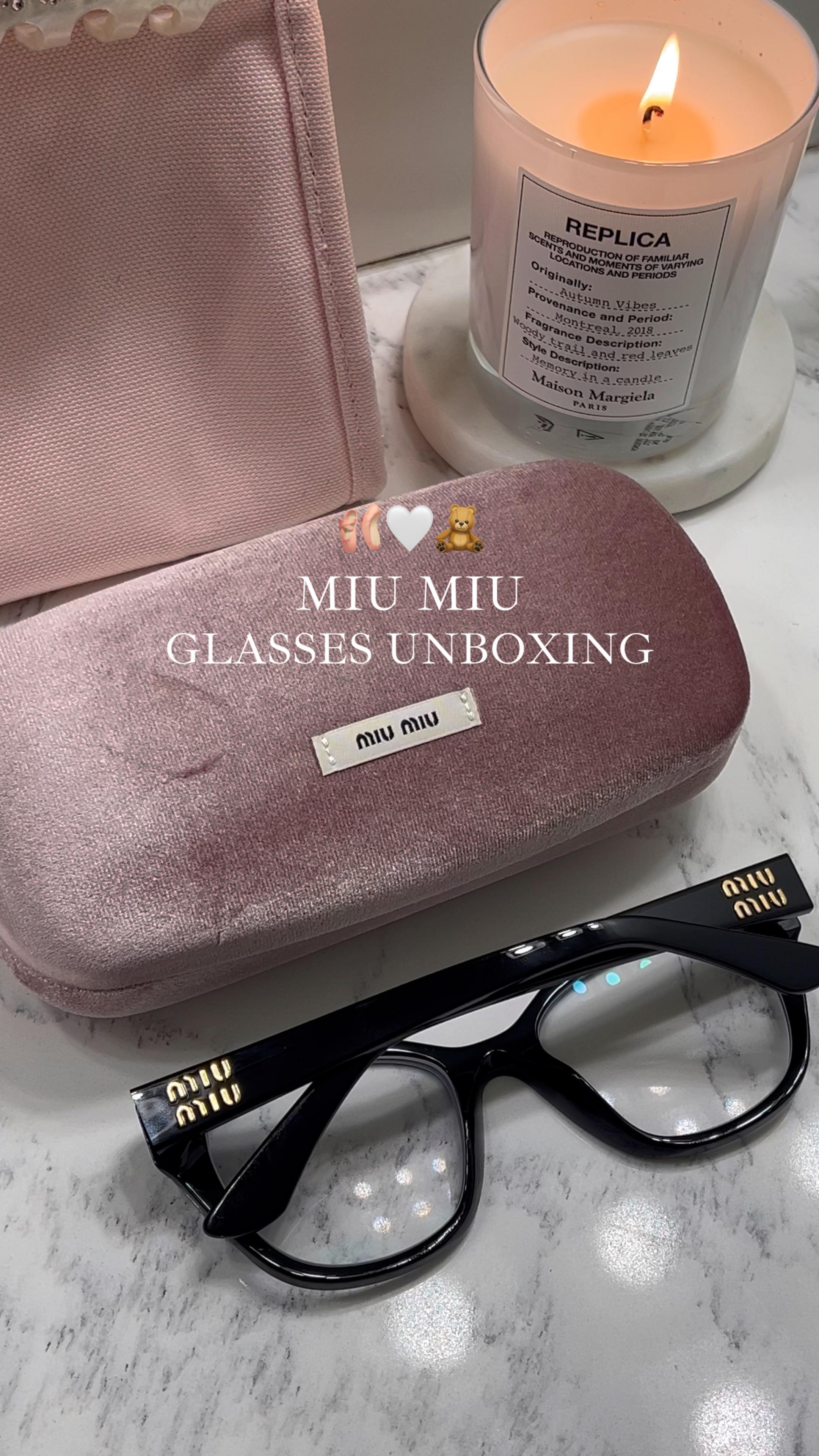 Instagram post by @minaalexis_ for SmartBuyGlasses. Caption reads: [...] 🩰🤍🧸

@miumiu glasses from....