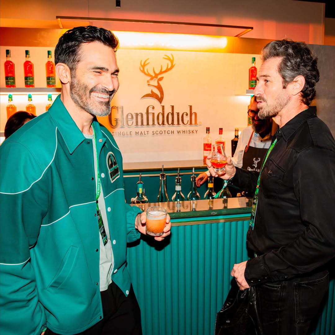 Instagram post by @tylerhoechlin for Glenfiddich. Caption reads: [...] friends and always gracious hosts,....