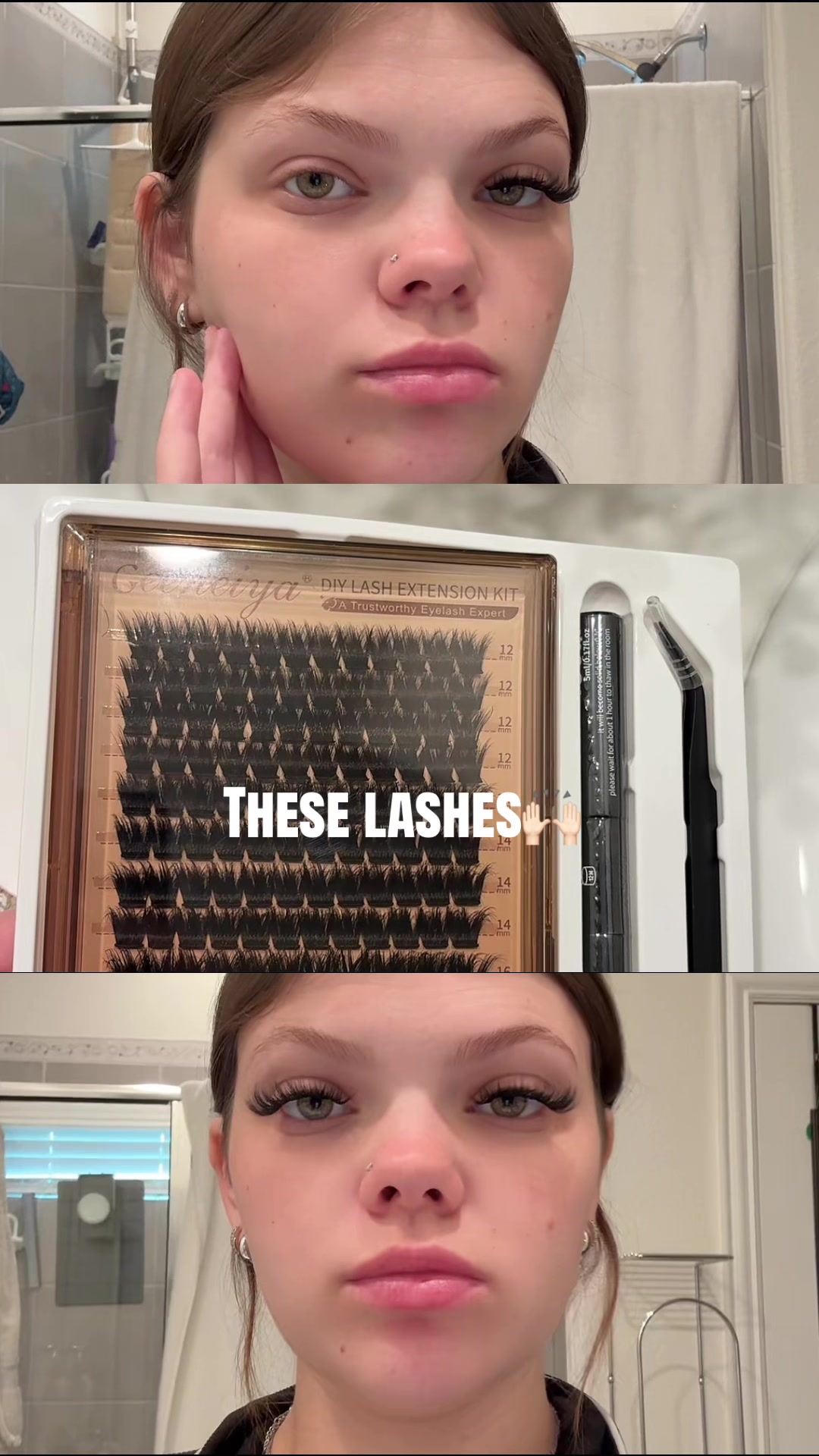 TikTok post by @baileythrailkill for Geeneiya Lashes. Caption reads: You will not regret these lashes👏🏻 @Geeneiya....