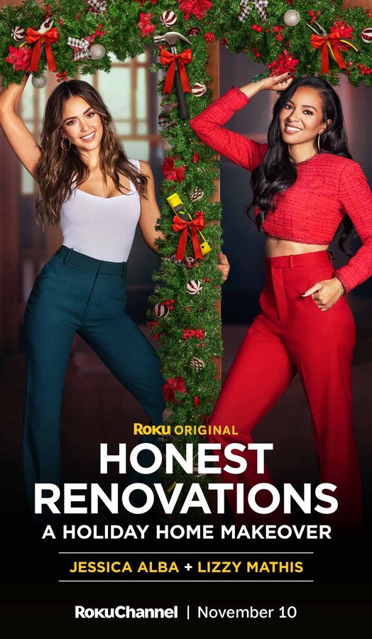 Instagram post by @lizzymathis for Roku. Caption reads: Jess & Lizzy are returning to deck the halls.......