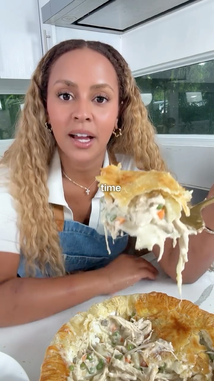 Instagram post by @themoodyfoody for Gonna Need Milk. Caption reads: this flaky top creamy chicken pot pie is one of my....