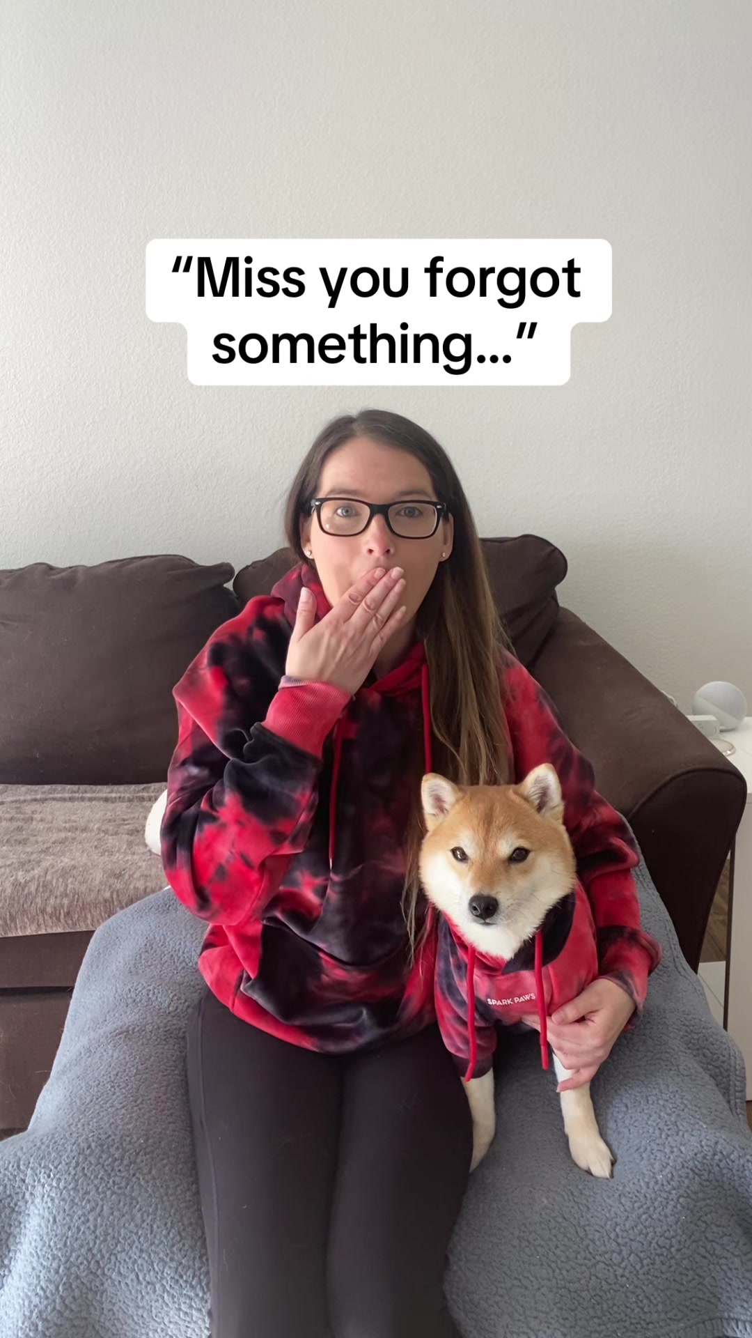 TikTok post by @flockofshibas for Spark Paws. Caption reads: Thank you @SPARK PAWS Matching hoodies for the....