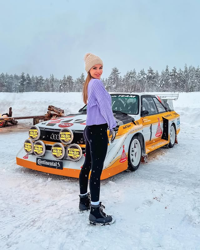 Instagram post by @sophiacalate for Continental Reifen. Caption reads: Hi from Lapland 🏎️❄️ I’m currently testing some....