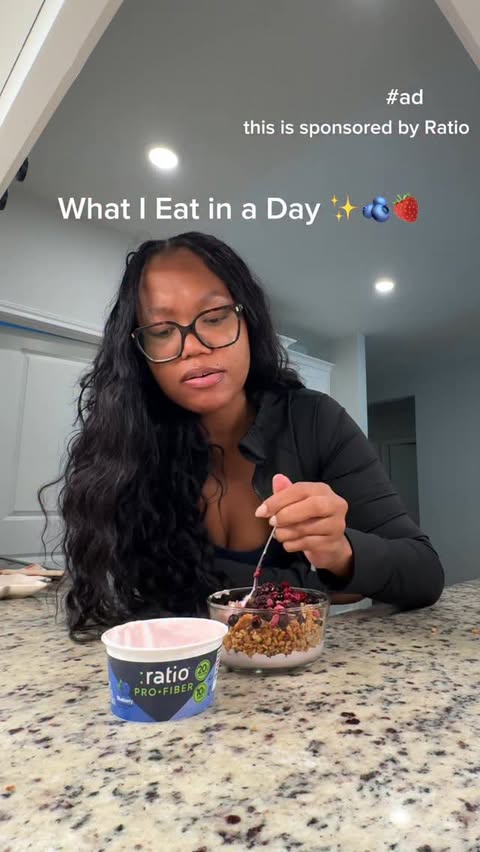 Instagram post by @branneishaa for Ratio Food. Caption reads: #ad GLP-1 girlies… this is how I stay full all....