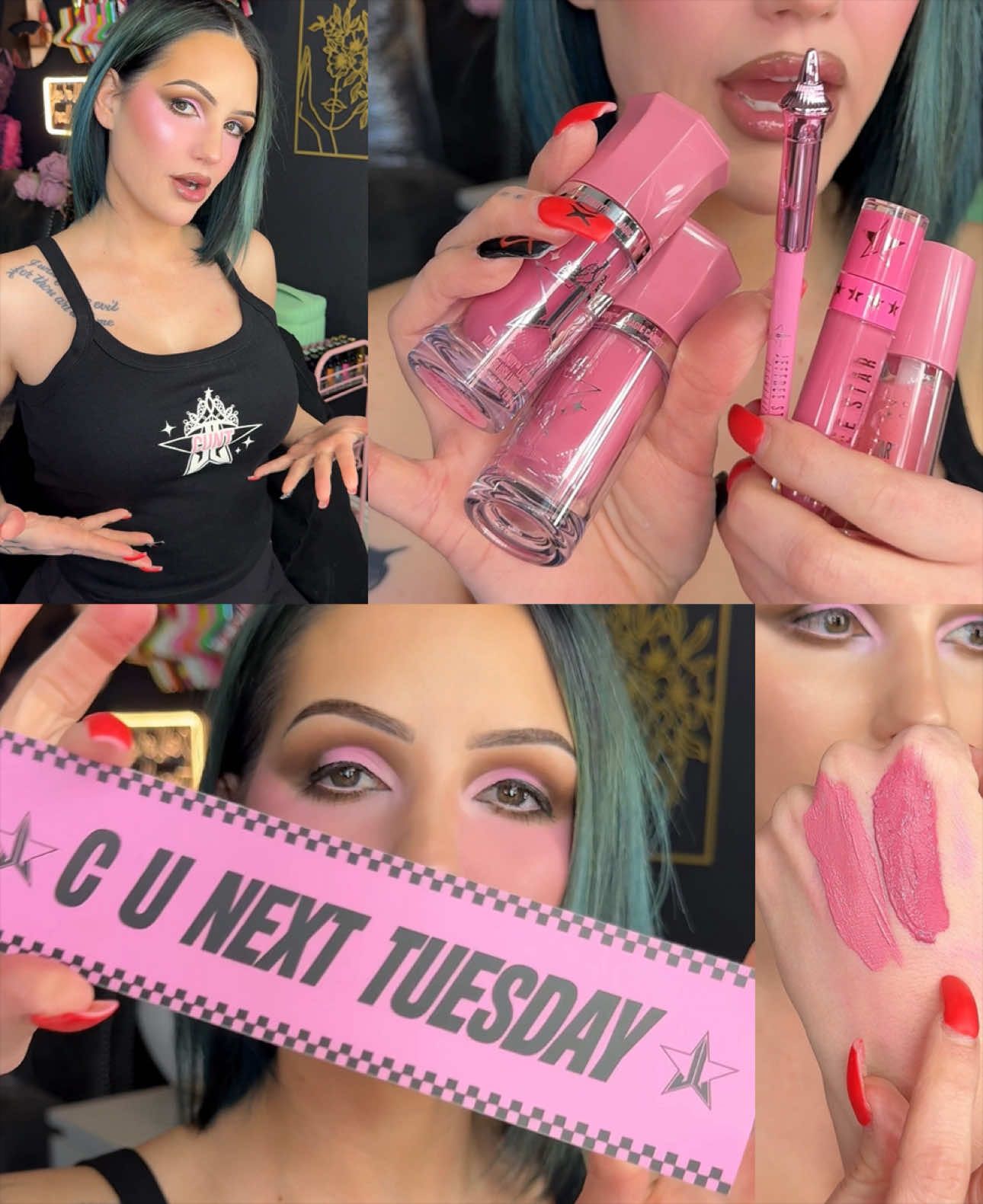 TikTok post by @ashleysummarell_ for Jeffree Star Cosmetics. Caption reads: The new @Jeffree Star Cosmetics C UNT COLLECTION....